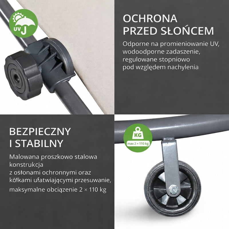 COUCH GARDEN SUN LOUNGER DOUBLE FOR TERRACE GARDEN CANOPY GREY Frame material metal