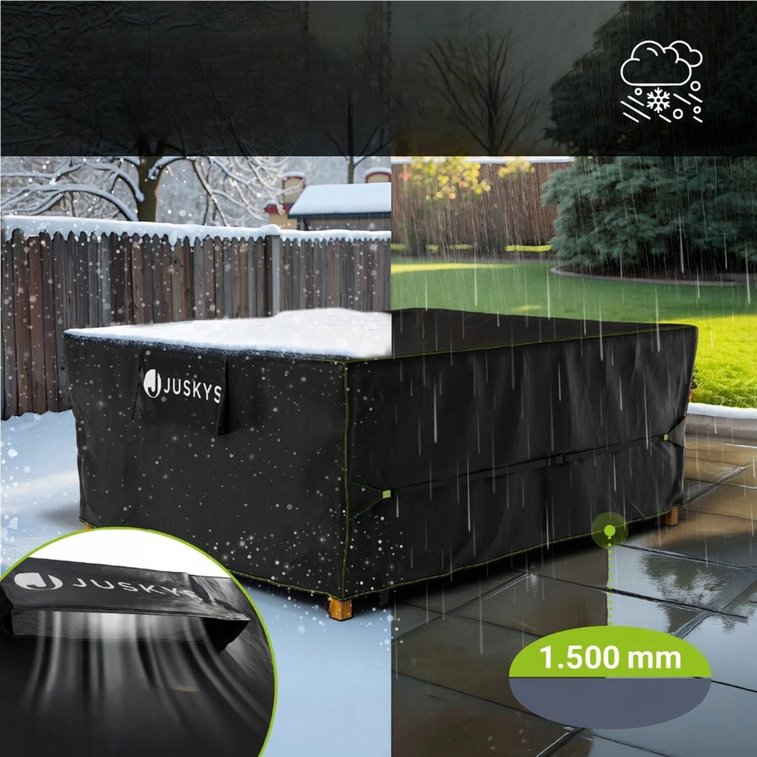 COVER 200X200X90 FOR GARDEN FURNITURE TABLE CHAIRS WATERPROOF UV TARPAULIN Length 200 cm