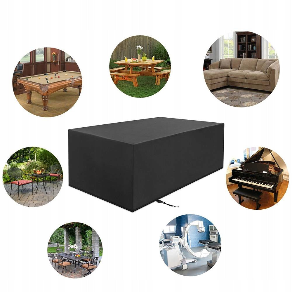 COVER FOR GARDEN FURNITURE TABLE CHAIRS BLACK WATERPROOF TARPAULIN 200CM Product width 160 cm
