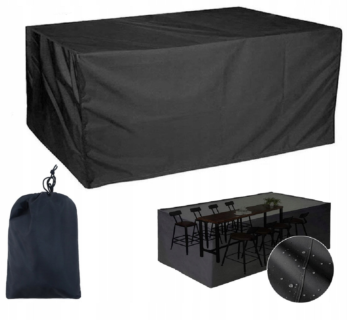 COVER FOR GARDEN FURNITURE TABLE CHAIRS BLACK WATERPROOF TARPAULIN 200CM