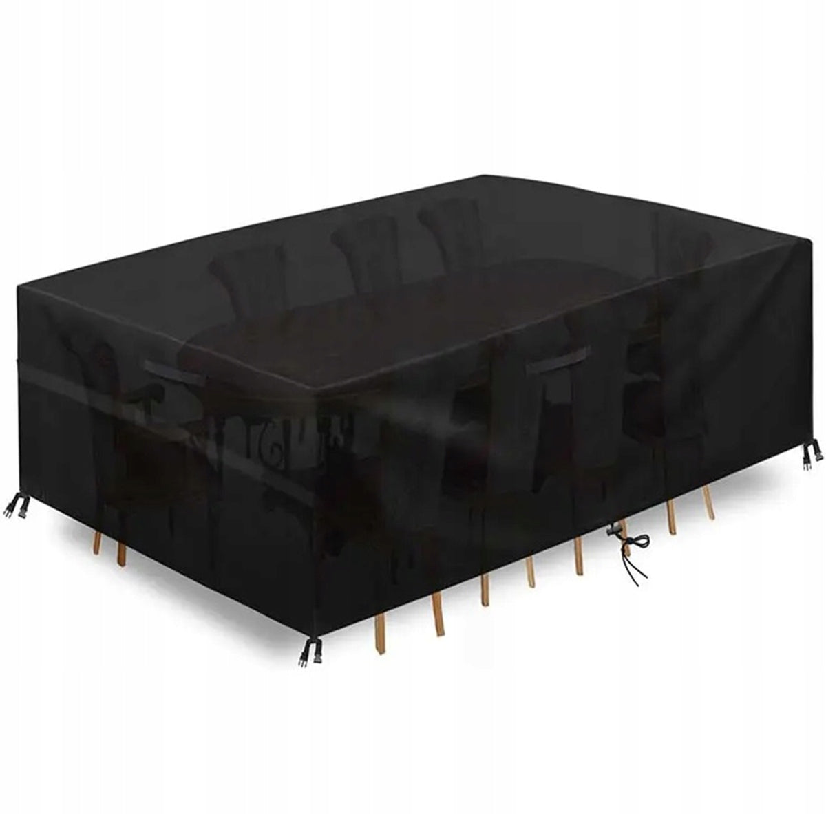COVER FOR GARDEN FURNITURE TABLE CHAIRS BLACK WATERPROOF TARPAULIN 240CM Length 242 cm
