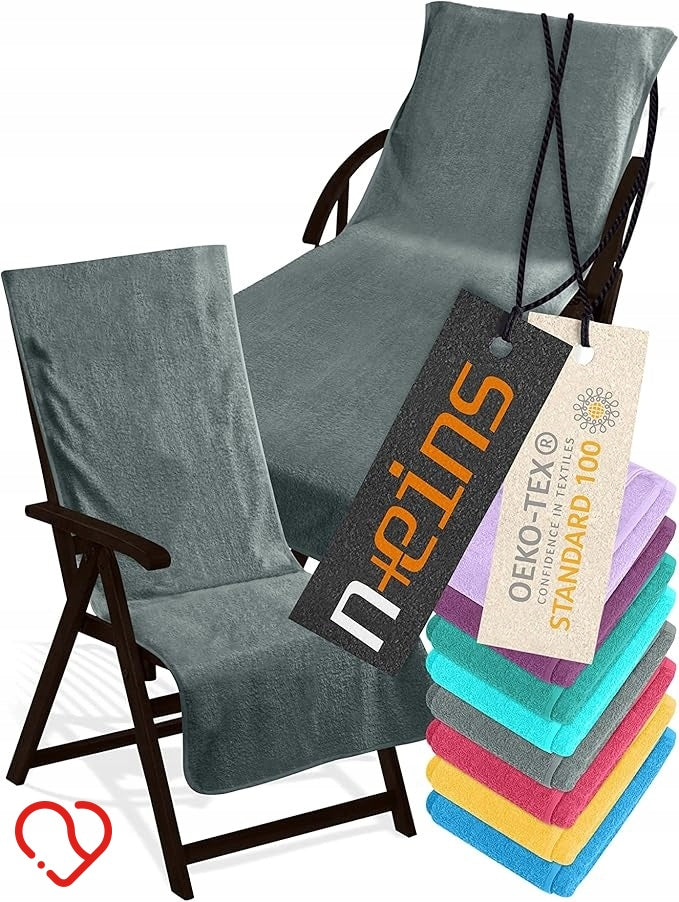 COVER FOR GARDEN SUN LOUNGER GREY SOFT 70X200 CM TERRY COTTON OEKO-TEX