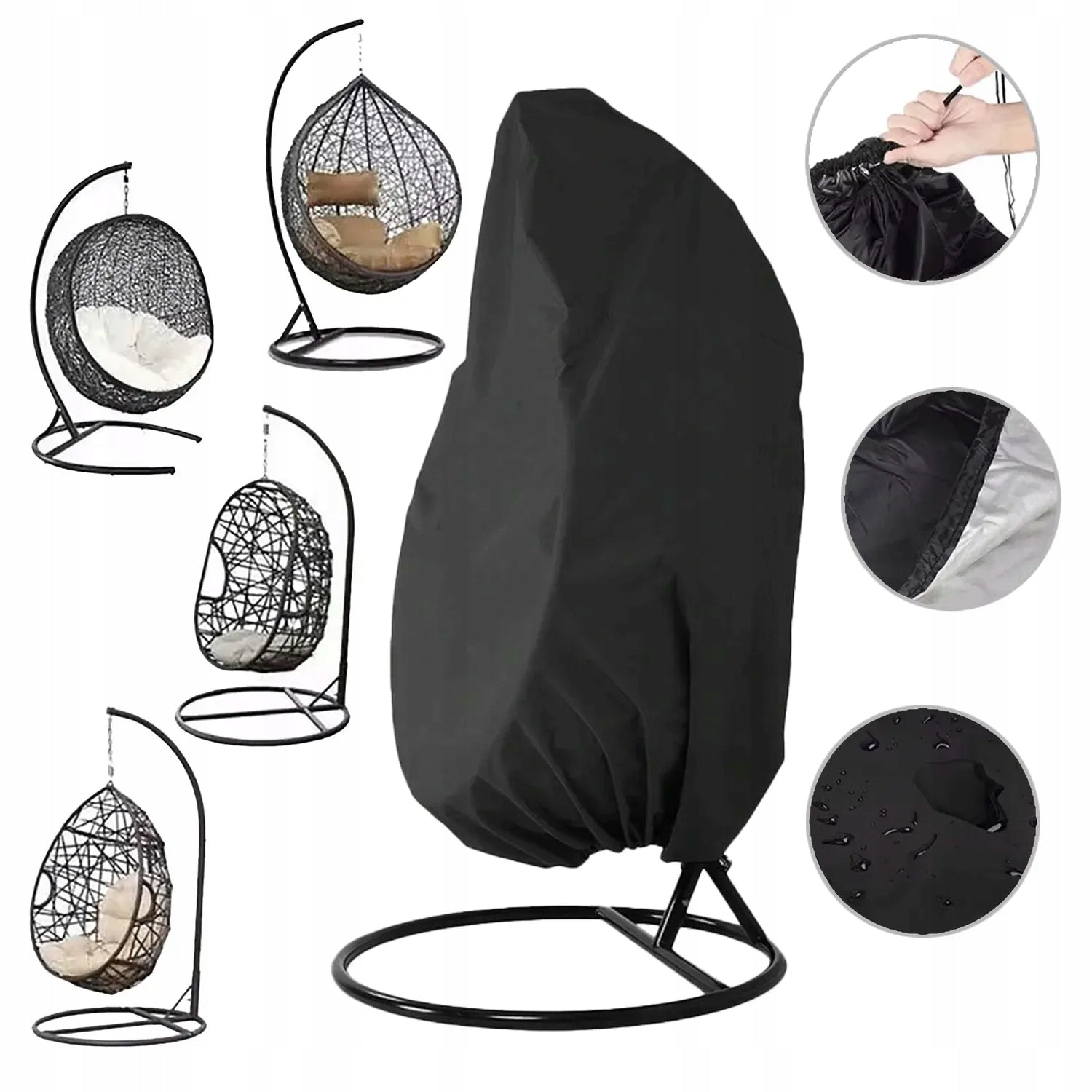 COVER SEAT COVER HANGING BASKET COCOON WATERPROOF BLACK