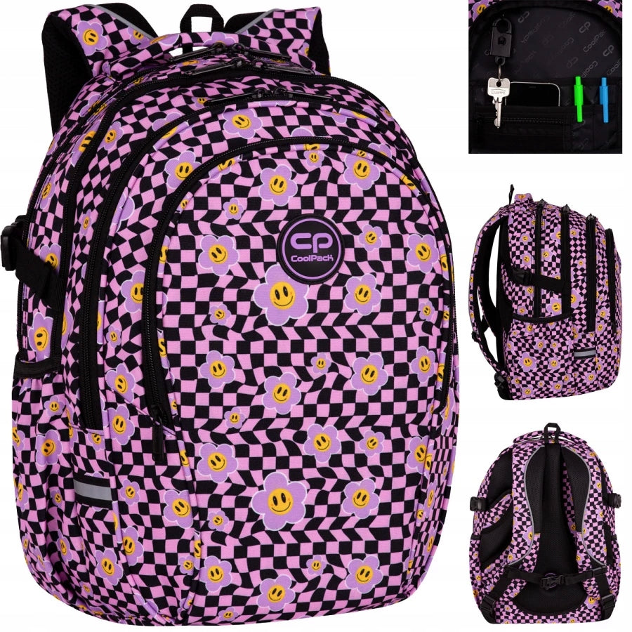 CP SCHOOL BACKPACK FOR GIRLS YOUTH CHESSBOARD FLOWERS EAN (GTIN) 5903686366802