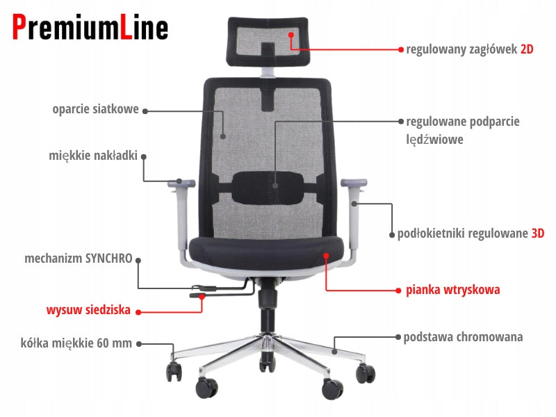 CRAFTEN Swivel Chair Black Office Mesh Ergonomic Fabric Wide Brand Stema