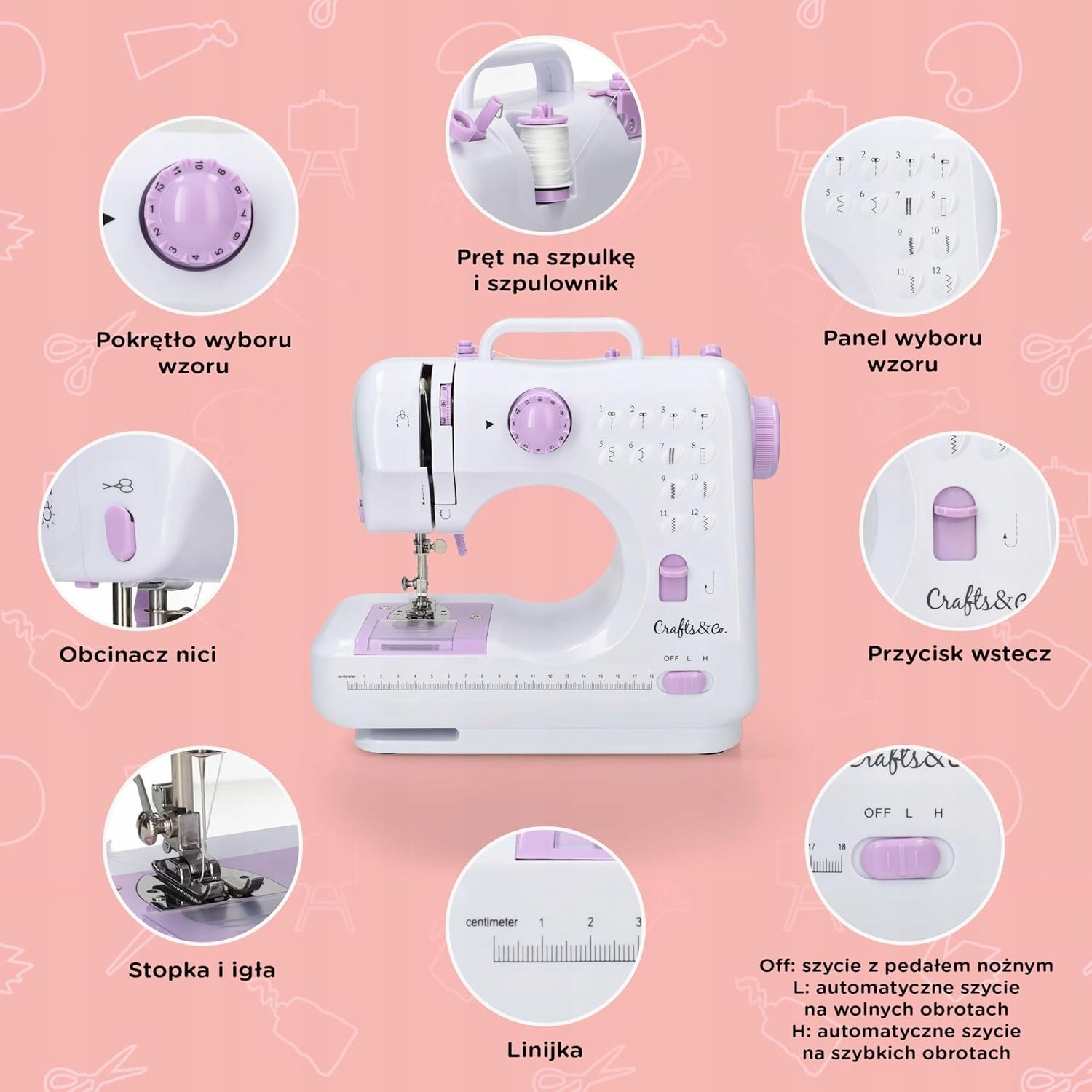 CRAFTS&CO MINI SEWING MACHINE FOR BEGINNERS 12 STITCHES OVERLOCK Brand no brand