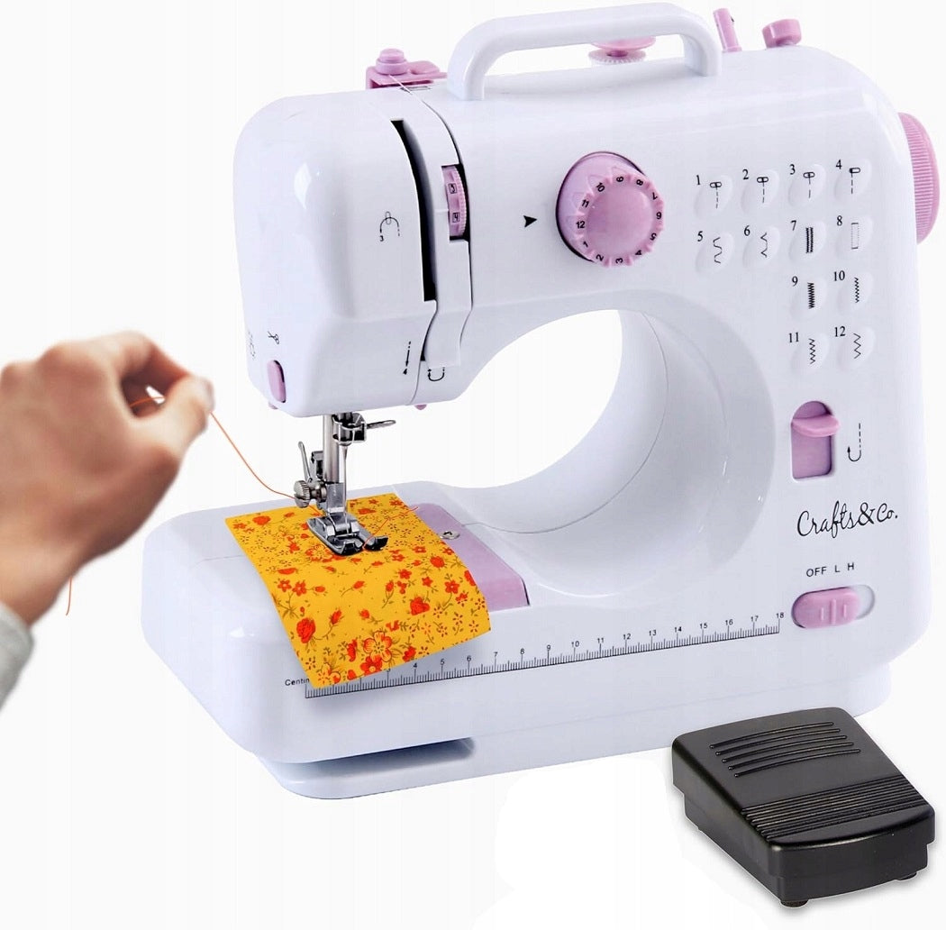 CRAFTS&CO MINI SEWING MACHINE FOR BEGINNERS 12 STITCHES OVERLOCK