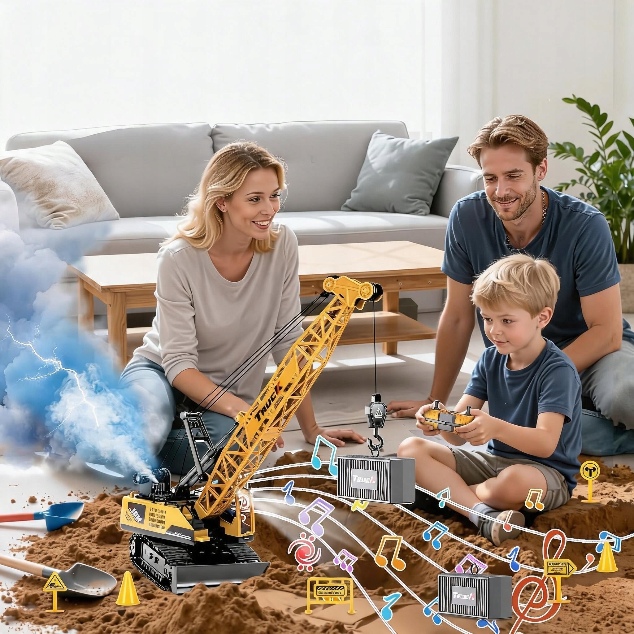 CRANE REMOTE CONTROLLED 1:16 STOP 13K TRACKS SMOKE LED 2X1200MAH Packaging status original