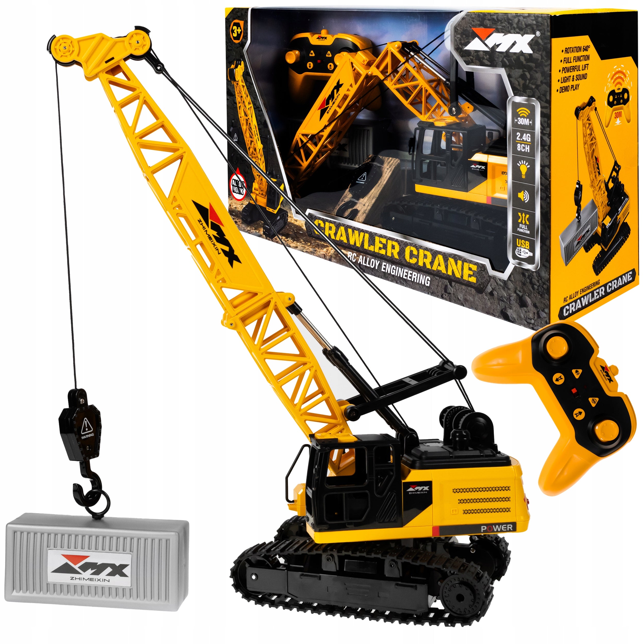 CRANE REMOTE CONTROLLED FOR CHILDREN RC CRANE 2.4GHZ TRACKS LIGHT SOUND