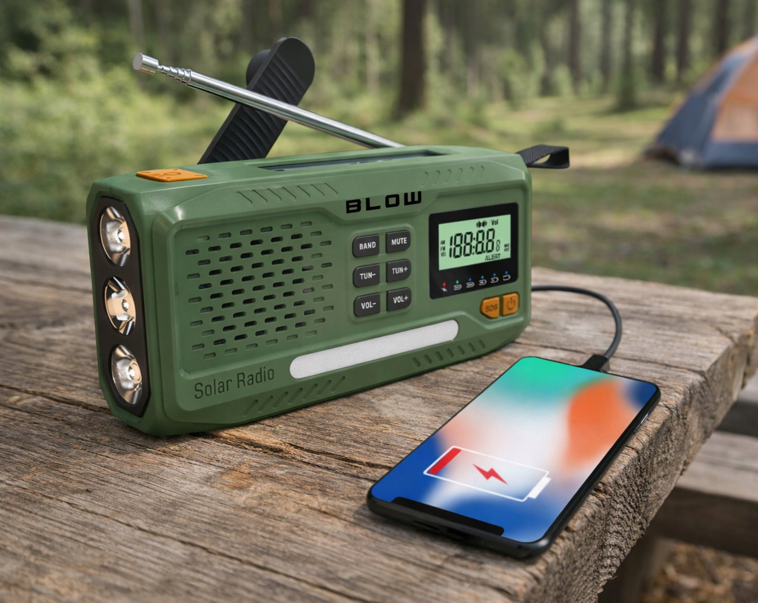 CRANK RADIO PORTABLE KITCHEN SOLAR DYNAMO FLASHLIGHT POWERBANK 4500mAh Manufacturer code 77-551#
