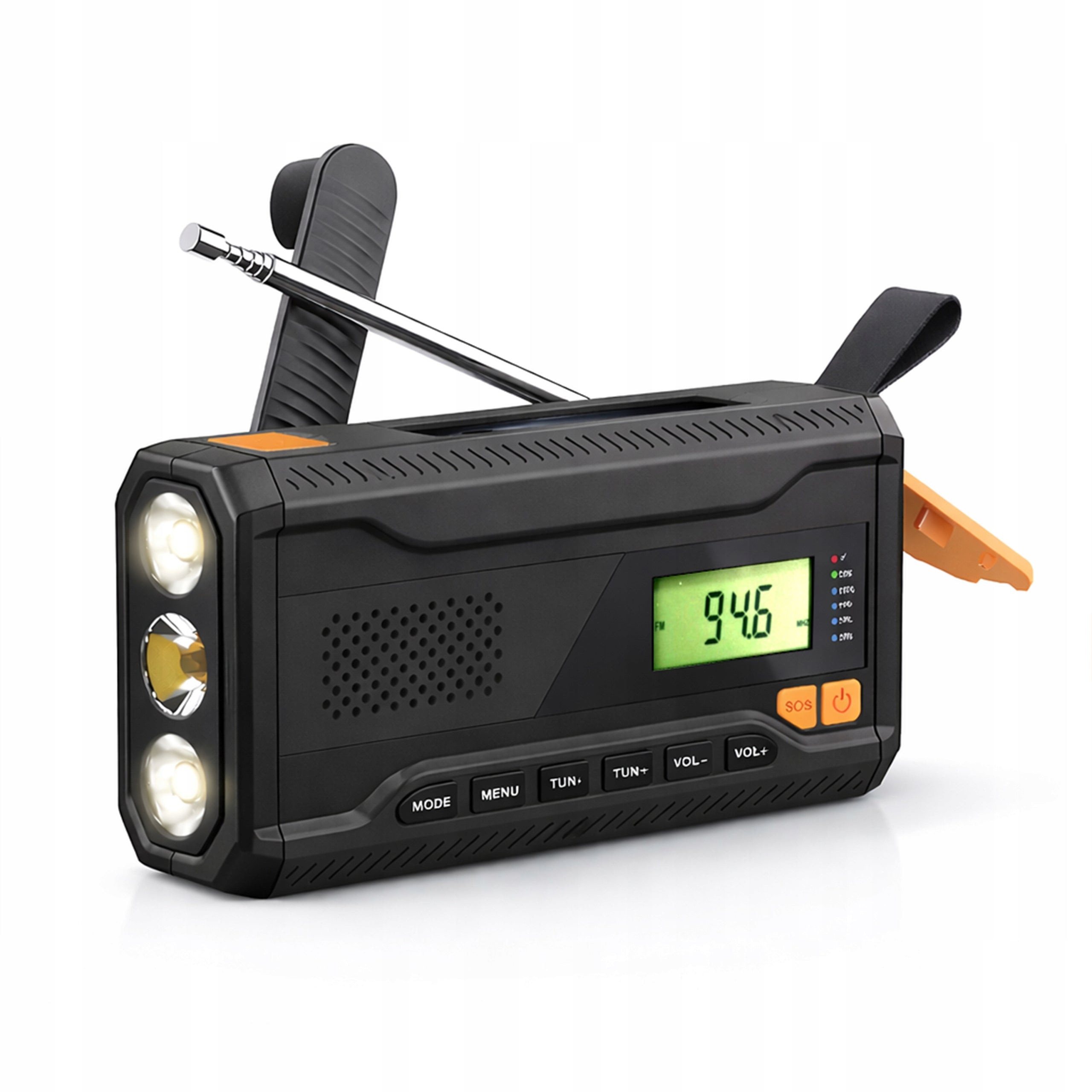 CRANK RADIO Portable Solar DYNAMO Emergency FLASHLIGHT Powerbank 4500mAh Packaging status original