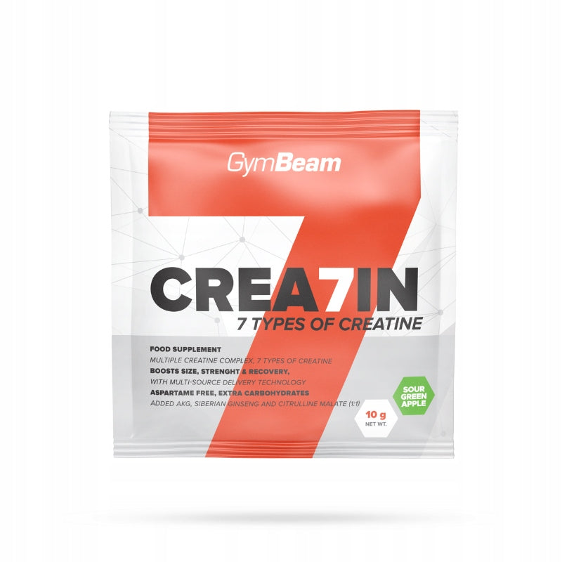CREA7IN SAMPLE 7 TYPES OF CREATINE FOR TRAINING green apple 10 g GymBeam Brand GymBeam