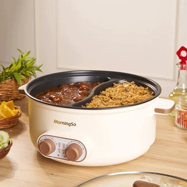 CREAM ELECTRIC MULTI-PURPOSE POT WITH LID - MORNINGSO Brand no brand