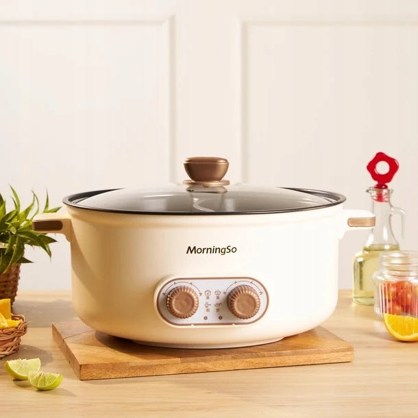 CREAM ELECTRIC MULTI-PURPOSE POT WITH LID - MORNINGSO