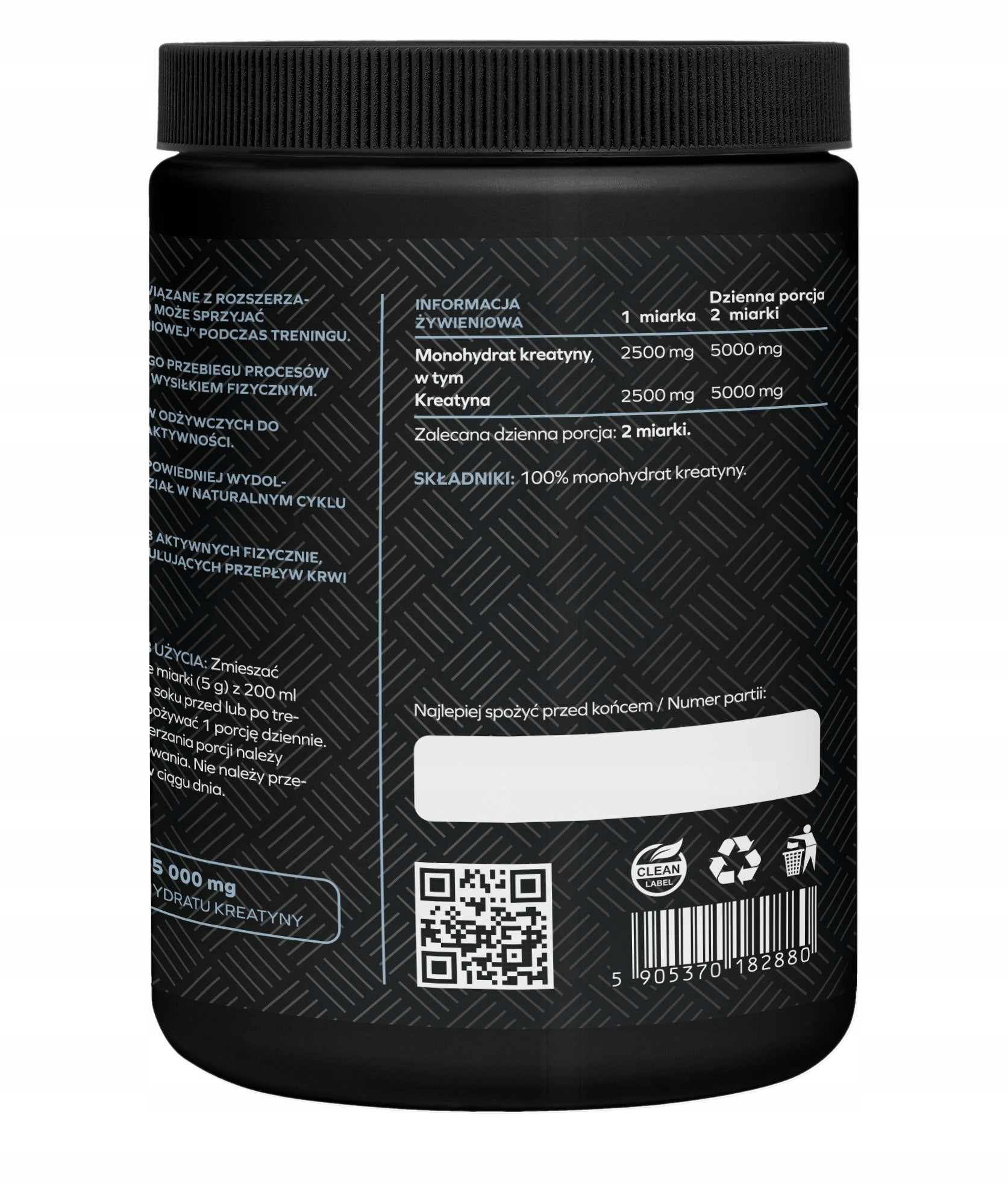 CREATINE 100% MONOHYDRATE NATURAL Taste Muscles Effort Regeneration 1000 g Expiration date at least 1 year from the date of purchase