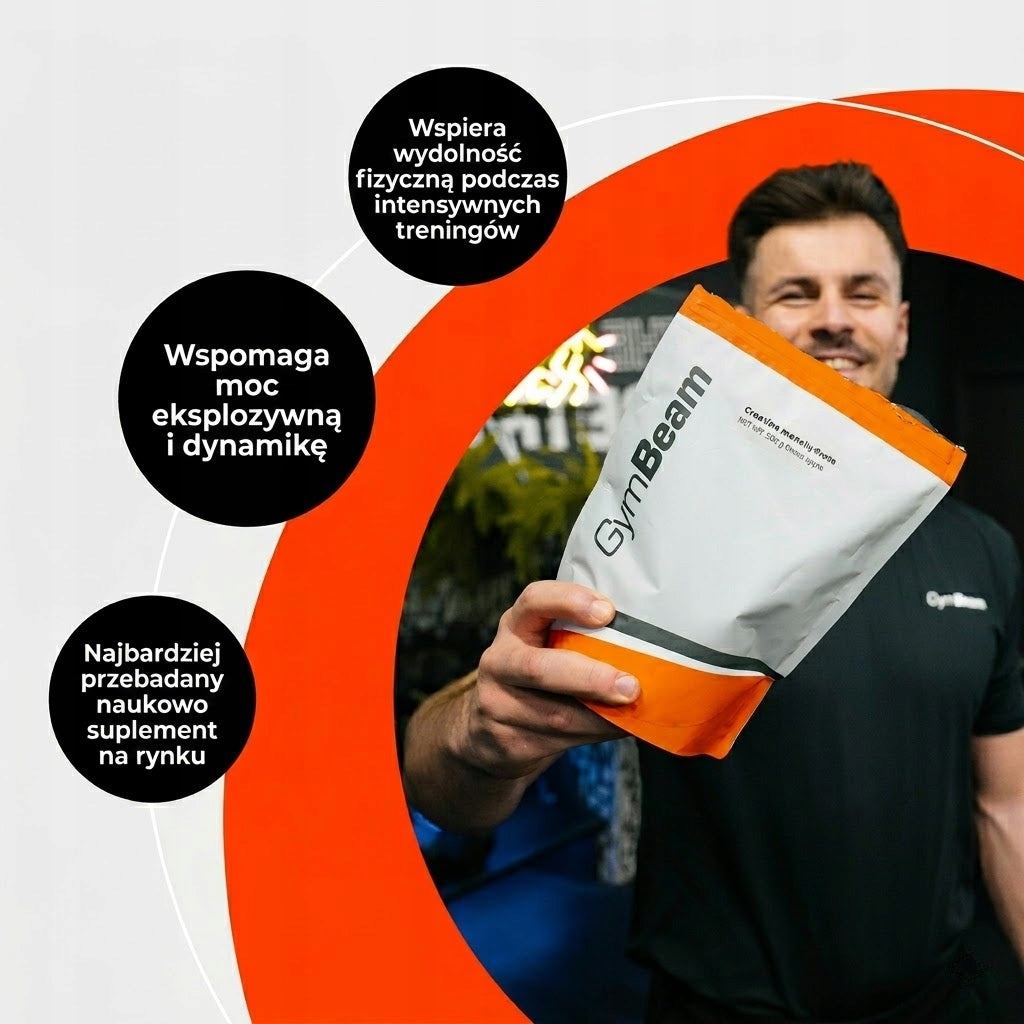 CREATINE 100% MONOHYDRATE STRENGTH MASS PUMP CAPACITY GymBeam 750g lime Expiration date at least 3 months from the date of purchase
