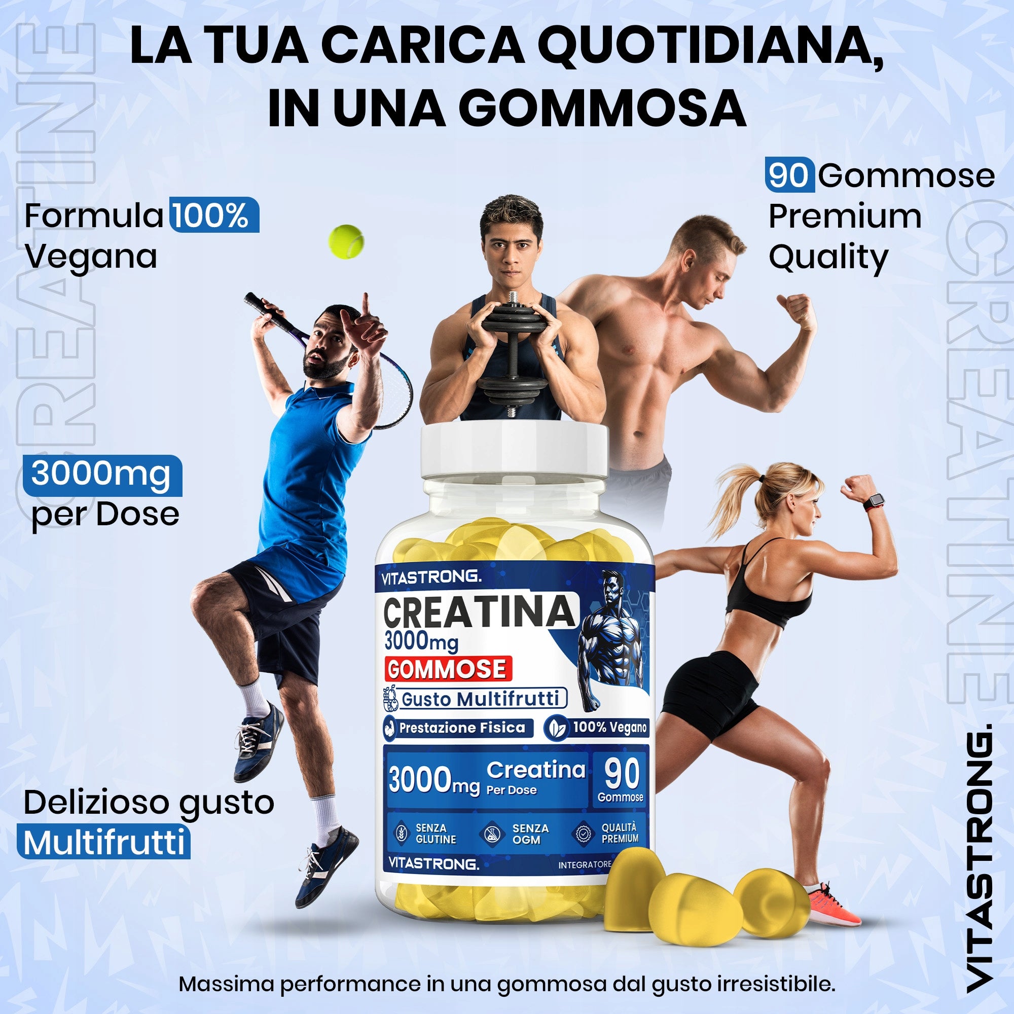 CREATINE 3000 mg 90 gummies PURE CREATINE Muscle Energy | VITASTRONG Packaging status original
