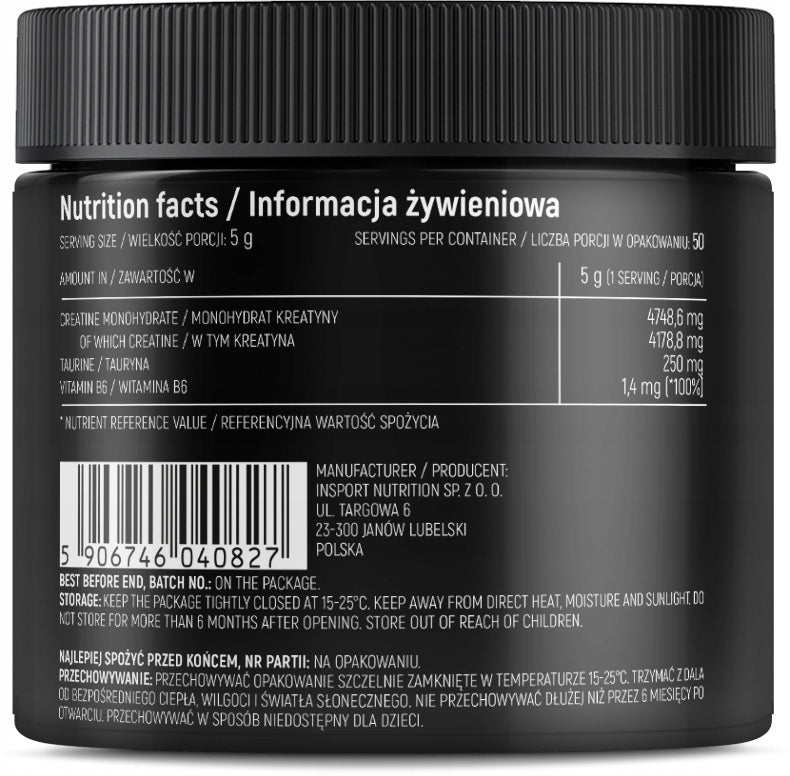 CREATINE MONOHYDRATE CREATINE 250g CREATINE MONOHYDRATE PURE | INSPORT EAN (GTIN) 5906746040827