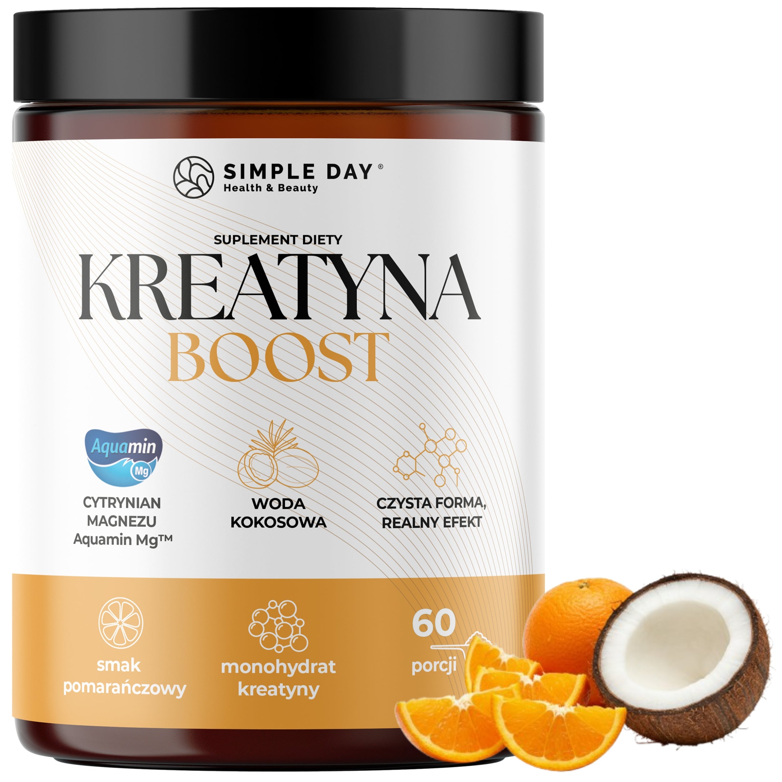 CREATINE MONOHYDRATE CREATINE 600g MAGNESIUM AQUAMIN - COCONUT WATER 60 SERVINGS Packaging status original