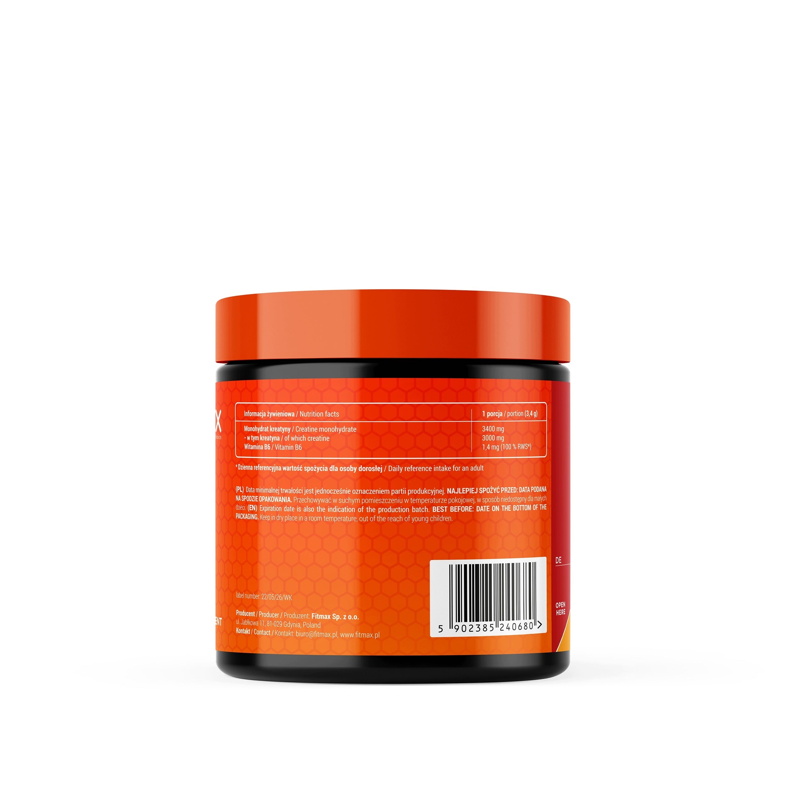 CREATINE MONOHYDRATE FITMAX Creatine Monohydrate 300g Natural 88 leek + B6 Packaging status original