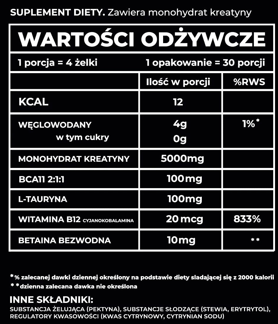 CREATINE MONOHYDRATE JELLY BEANS COLA 120 PCS BCAA TAURINE COLLAGEN B12 BETAINE Packaging status original