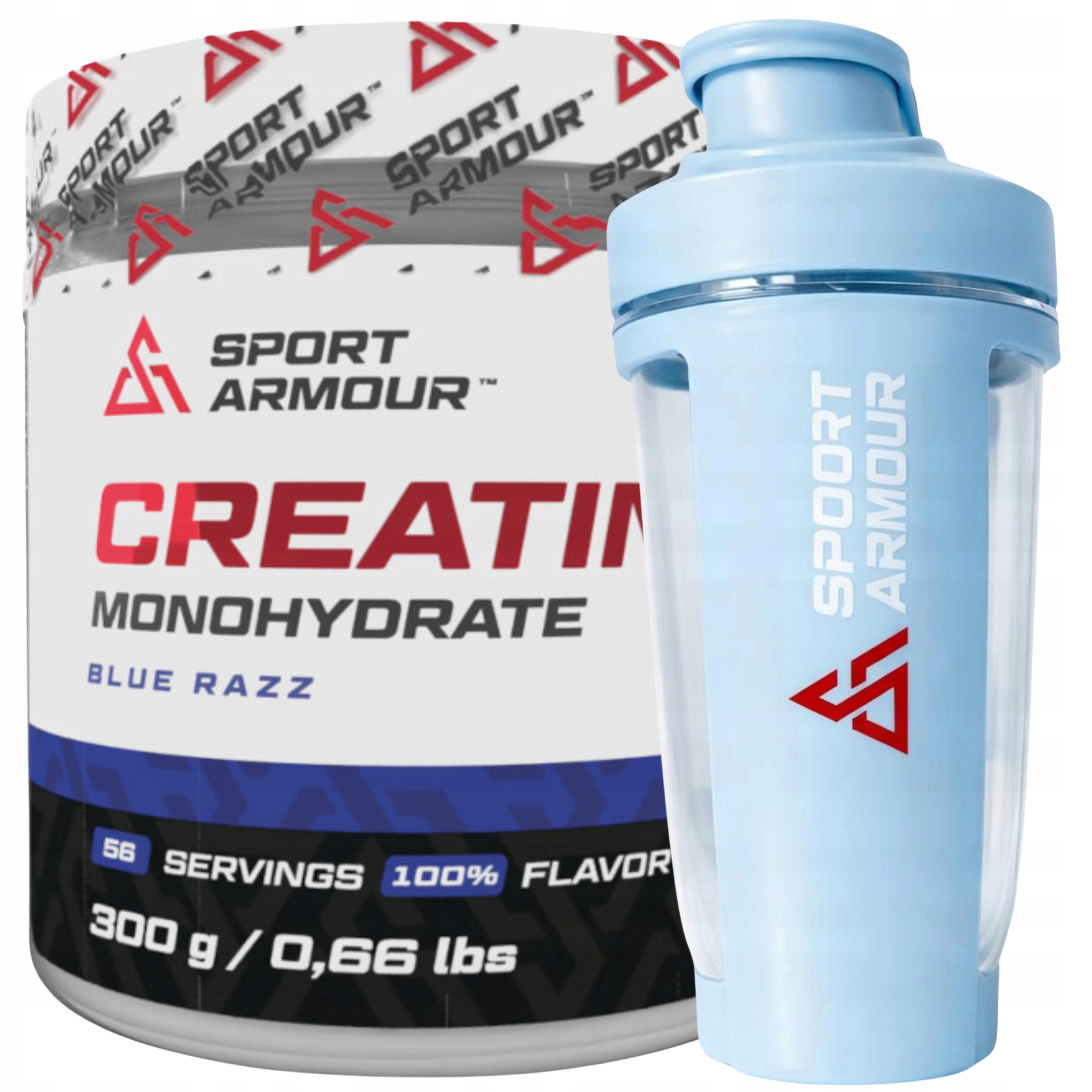 CREATINE MONOHYDRATE SPORT ARMOUR 300g RASPBERRY WITH TAURINE PREMIUM CREATINE