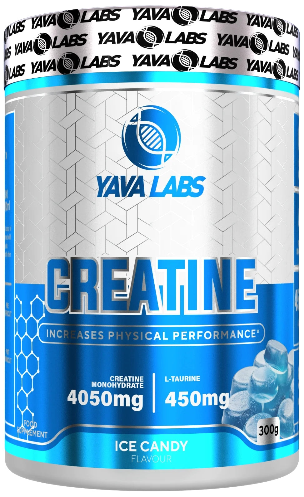 CREATINE MONOHYDRATE WITH TAURINE ATHLETES YAVA LABS 300G ICE CANDY Packaging status original