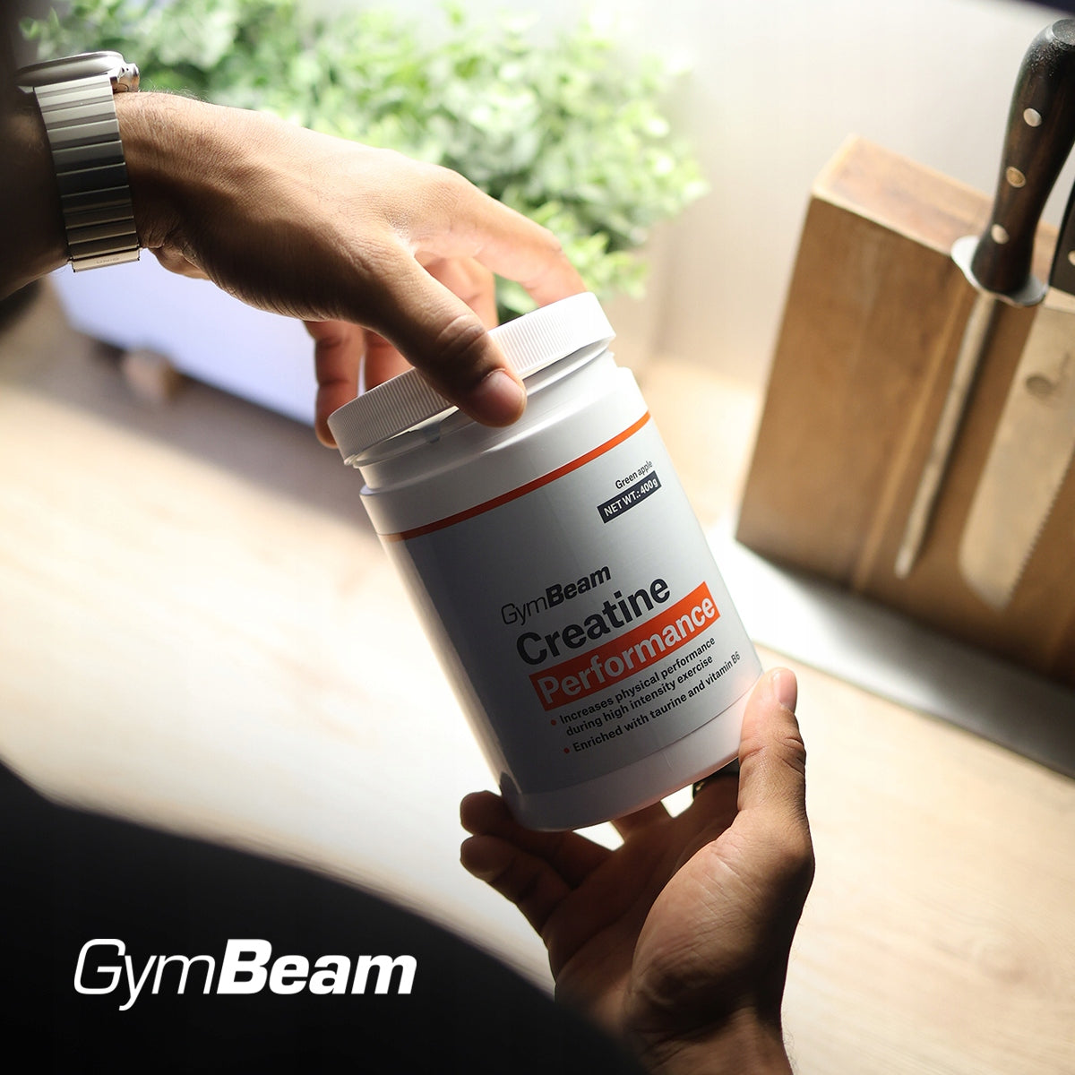 CREATINE PERFORMANCE MONOHYDRATE WITH TAURINE STRENGTH VEGAN GymBeam 400g tasteless Packaging status original