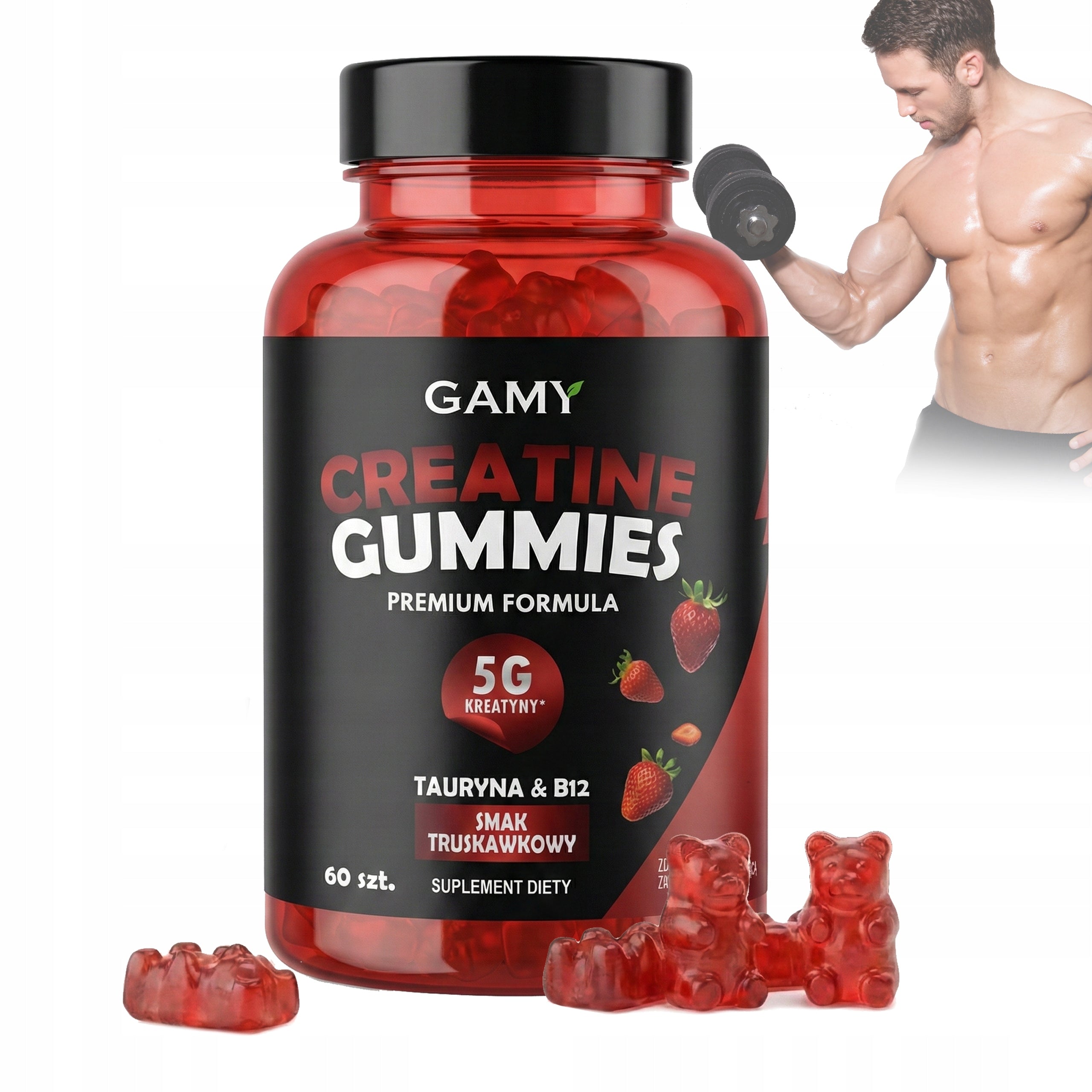 CREATINE RANGES | Gummies | Monohydrate 5000mg BETAINE + B12 + TAURINE 60 pcs