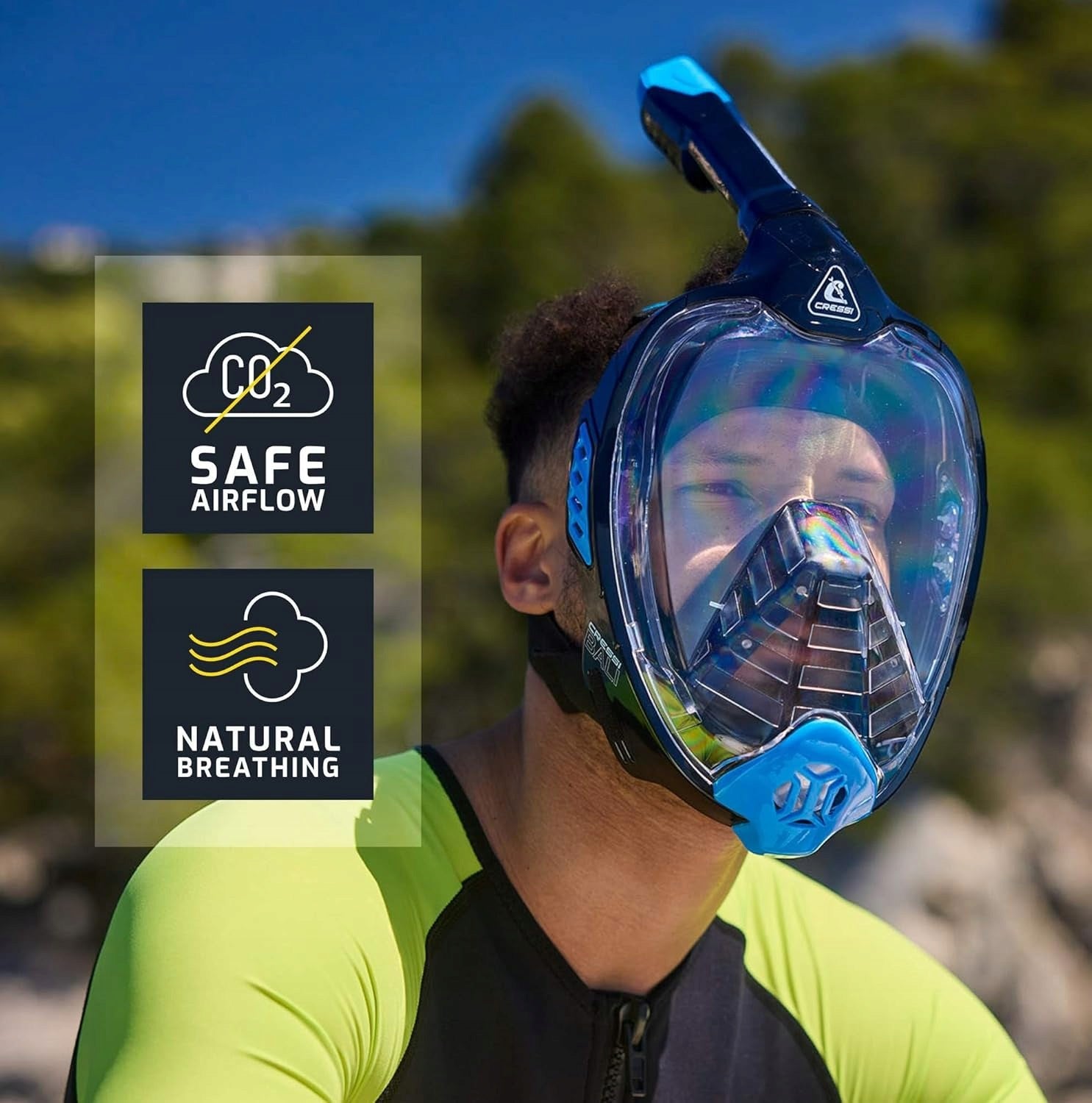 CRESSI MASKA PEŁNOTWARZOWA do snorkelingu Bali L XL sucha fajka czarna Brand Cressi