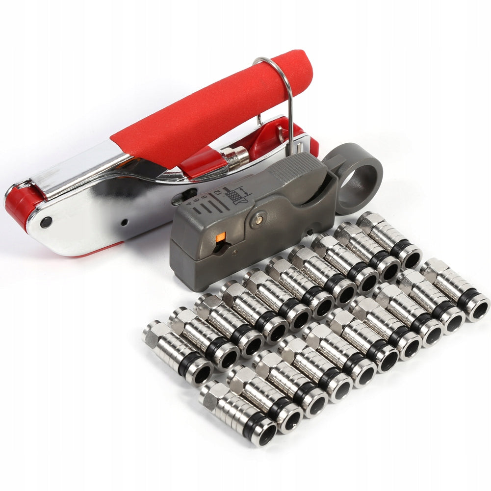 CRIMPER COMPRESSOR PLIERS SET PLUG F RG59/6 20PCS