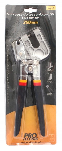 CRIMPING PLIERS FOR JOINING SHEET METAL PROFILES G/K FOR GYPSUM CARDBOARD 260 MM Manufacturer code Szczypce do łączenia profili G-K SDP10