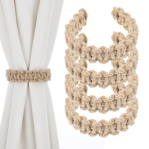 CRINKLE HANDLES FOR CURTAINS BOHO COTTON BRAIDED SET OF 4 COTTON Brand no brand