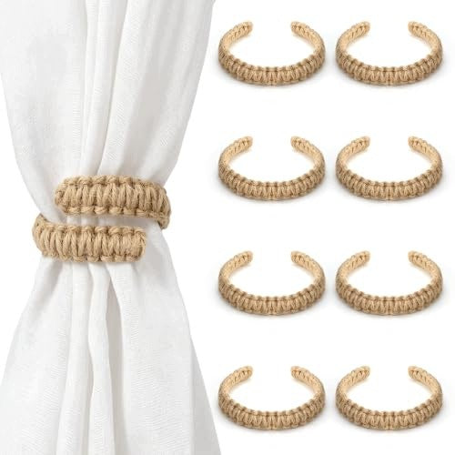 CRINKLE HANDLES FOR CURTAINS BOHO HEMP ROPE SET OF 8 PIECES metal Brand no brand