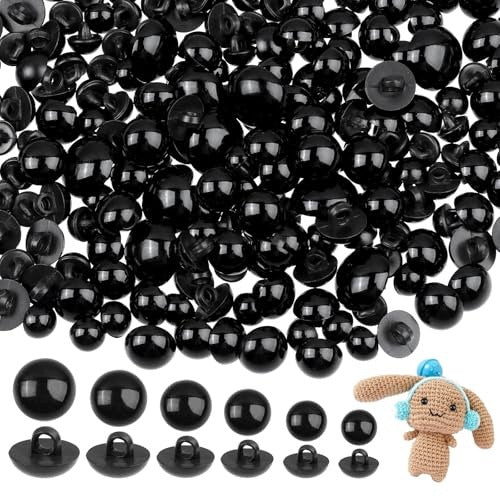 CROCHET EYES 128 PIECES BLACK SAFETY BUTTONS FOR HANDICRAFT GIFT Manufacturer code SWC5908151215005