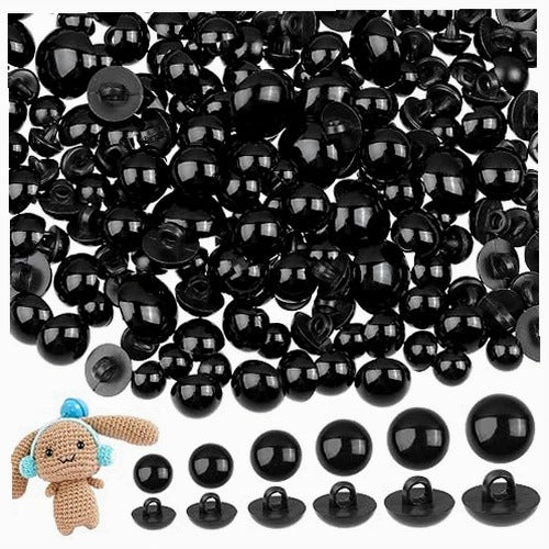 CROCHET EYES 128 PIECES BLACK SAFETY BUTTONS FOR HANDICRAFT GIFT