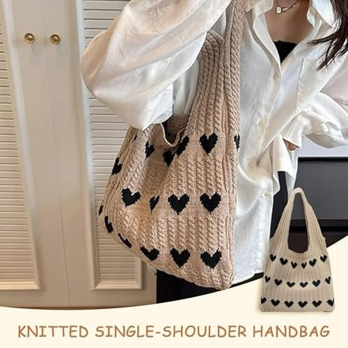 CROCHETED SHOULDER BAG HEART FOR GIRL TO WORK SCHOOL HOME Manufacturer code SWC5908151953396