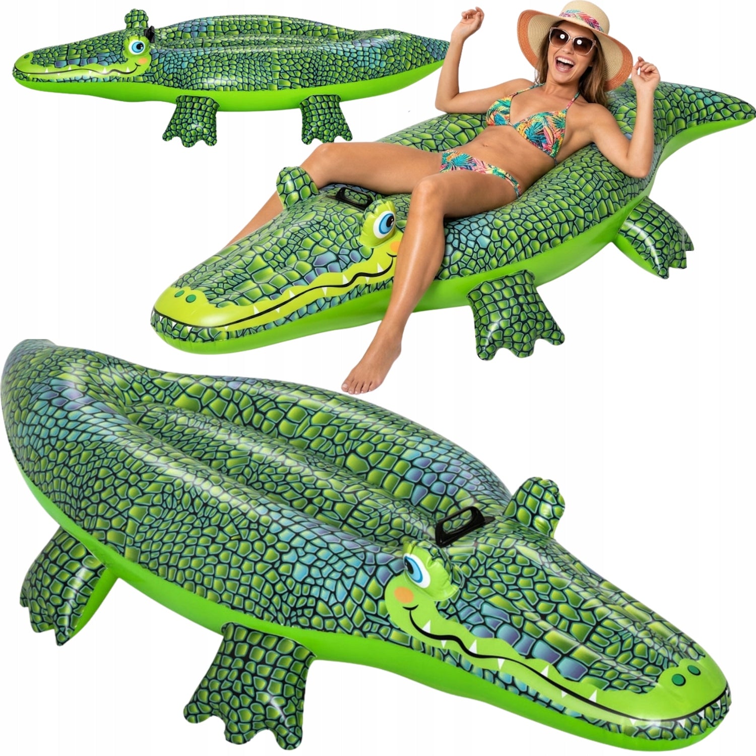 CROCODILE INFLATABLE SWIMMING TOY FOR POOL PONTOON FOR BEACH BY THE SEA