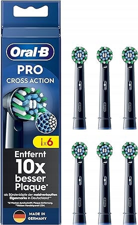 CROSS ACTION PRO BLACK ORAL-B TIPS FOR ELECTRIC TOOTHBRUSH 6 PCS
