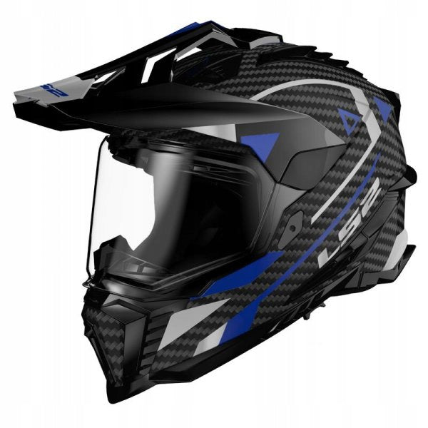 CROSS ENDURO HELMET LS2 MX701 CARBON EXPLORER ADVENTURE BLACK BLUE-06 L