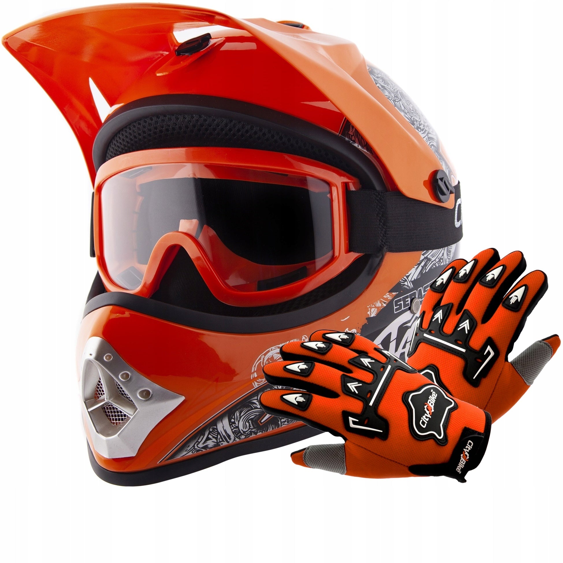 CROSS HELMET CHILDREN ENDURO QUAD L+GLOVES+GOGLES
