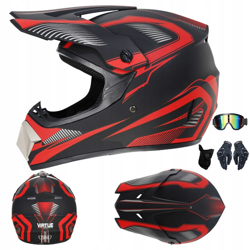 CROSS HELMET CHILDREN'S MOTORCYCLE ENDURO QUAD +GLOVES + GOGGLES SET S-XL Manufacturer no brand
