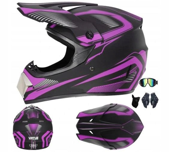 CROSS HELMET CHILDREN'S MOTORCYCLE ENDURO QUAD +GLOVES + GOGGLES SET S-XL Size S