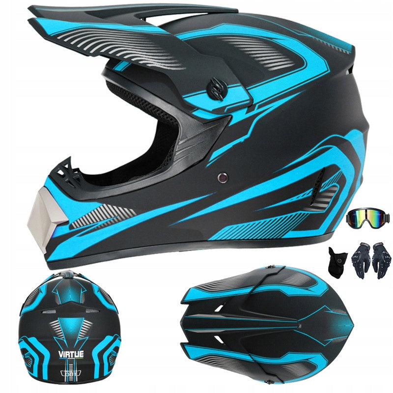 CROSS HELMET CHILDREN'S MOTORCYCLE ENDURO QUAD +GLOVES + GOGGLES SET S-XL