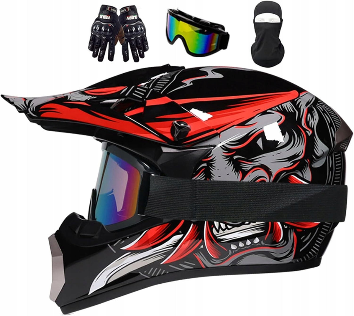CROSS HELMET FOR CHILDREN'S SCOOTER MOTORCYCLE ENDURO QUAD +GLOVES + GOGGLES
