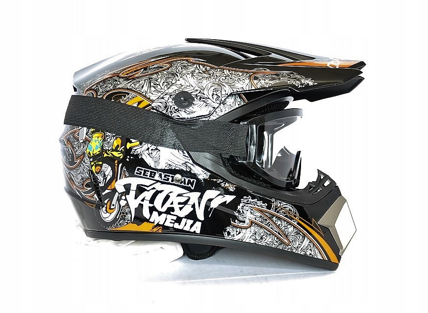 CROSS HELMET FOR ENDURO QUAD ATV BIKE BMX SCOOTER MTB S 55-56 +GOGLES