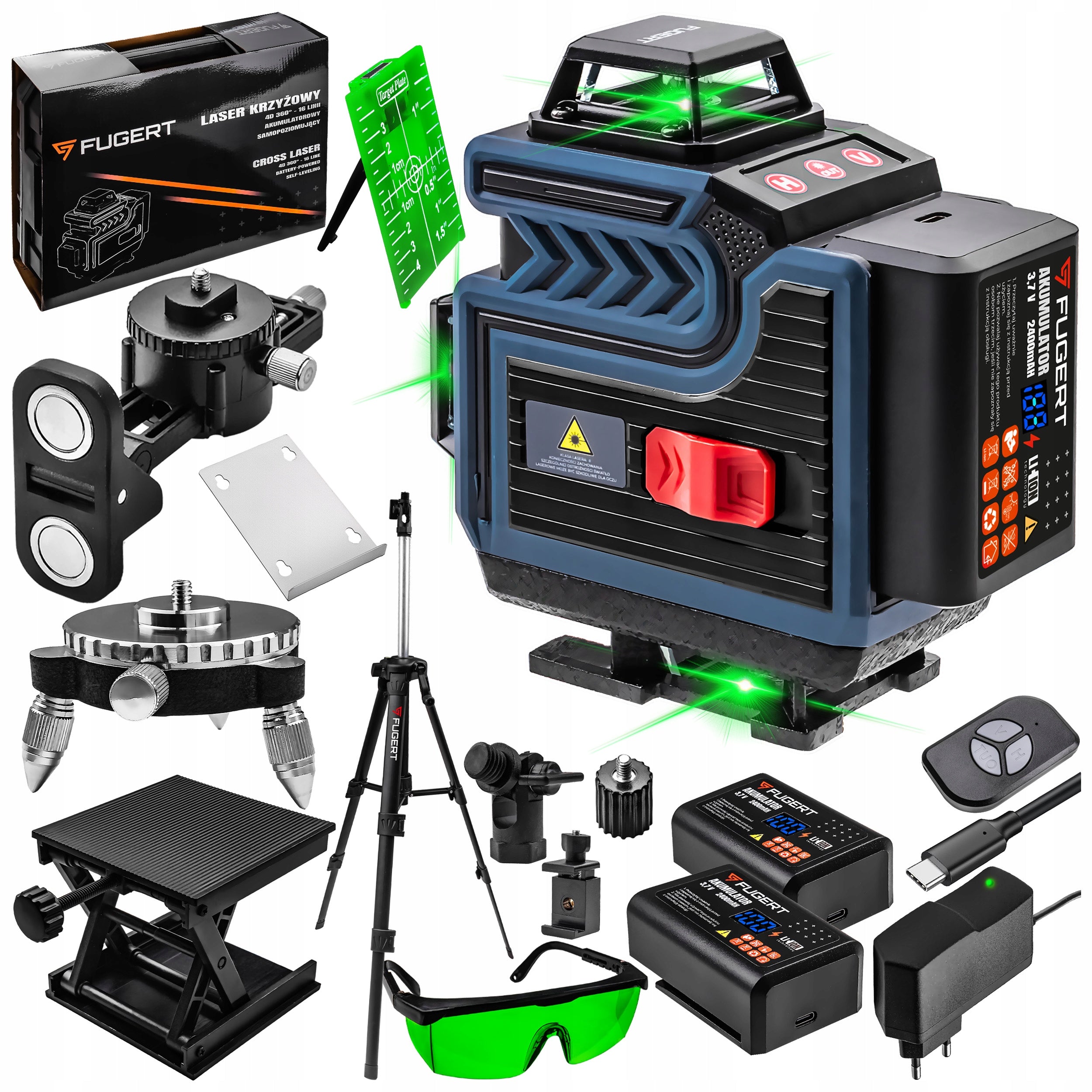CROSS LASER 360 GREEN PLANE LASER LEVEL 4D 2XAKU TRIPOD