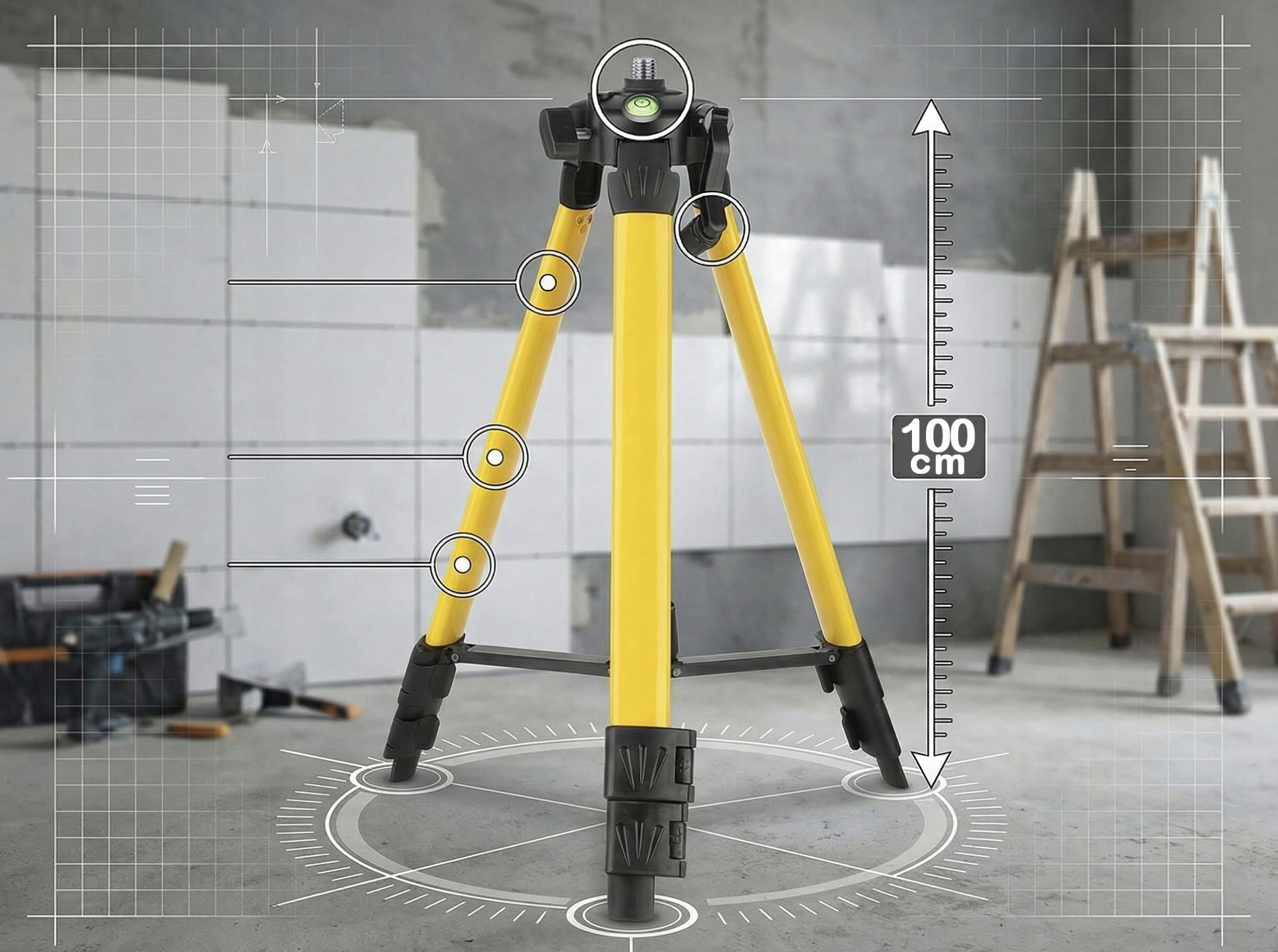 CROSS LASER 360 WITH TRIPOD 16 LINES 4D SELF-LEVELING LEVEL Measurement accuracy (+/-) 0.3 mm