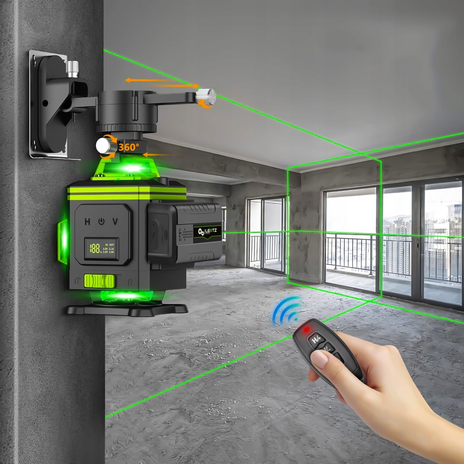 CROSS LASER LEVEL LASER 4 PLANE 4D 360 2xAKU 16L GREEN Packaging status original