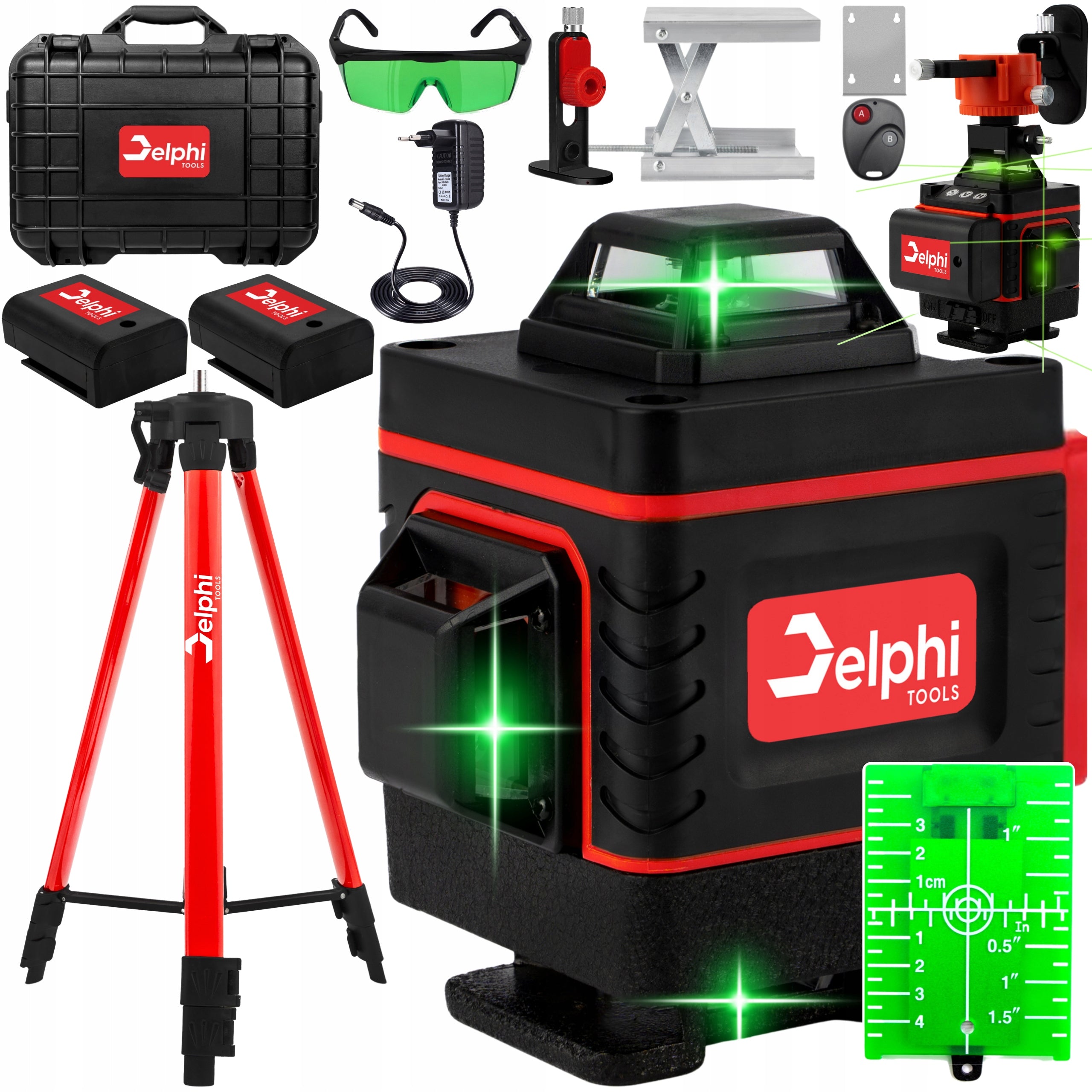 CROSS LASER Laser Level 16 Lines + TRIPOD 115 cm 4D Green 2xAKU